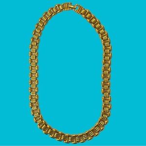 Vintage Napier Necklace Couture‎ Runway Flat Link Gold Plate SignedPat Pend A9
